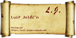 Luif Jolán névjegykártya
